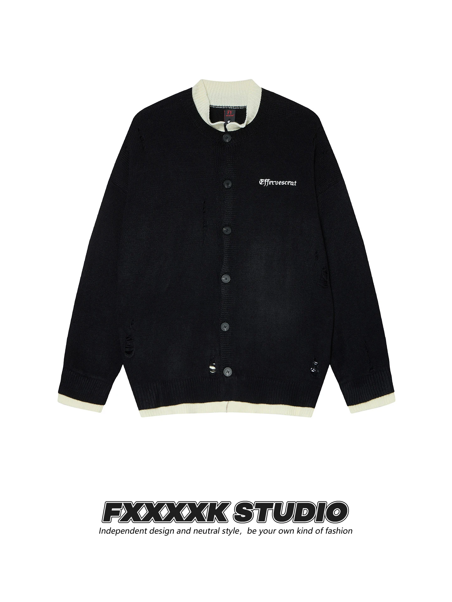 

Original FXK American Lazy Sle Fake Two-Piece Open Cardigan Sweater Women's Loose Knitted Outerwear Autumn College Trend