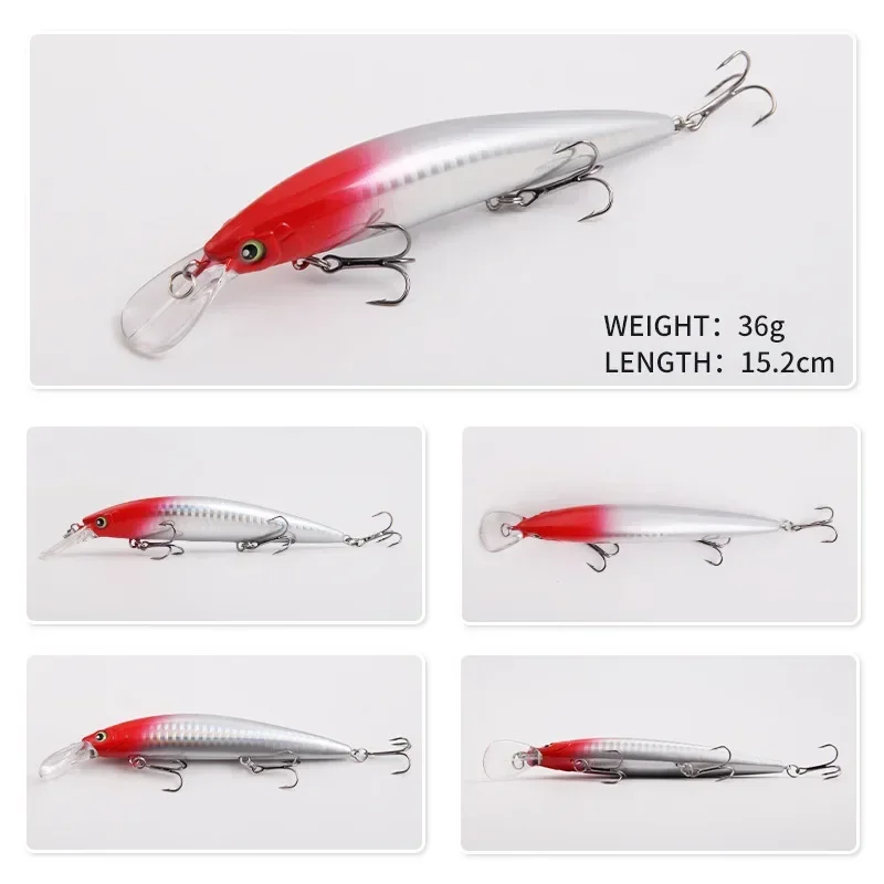 1PC Sinking Minnow Fishing Lures Floating Hard Bait 15.2cm/36g Artificial Bait Wobbler Crankbait Carp Perch Pesca Fishing Tackle image 6