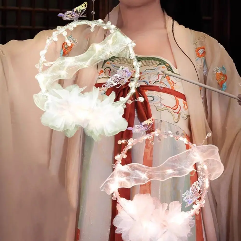 Diy material saco meados de outono festival lanterna diy artesanal forma de flor de lótus handheld coelho lanterna brilhante luminosa