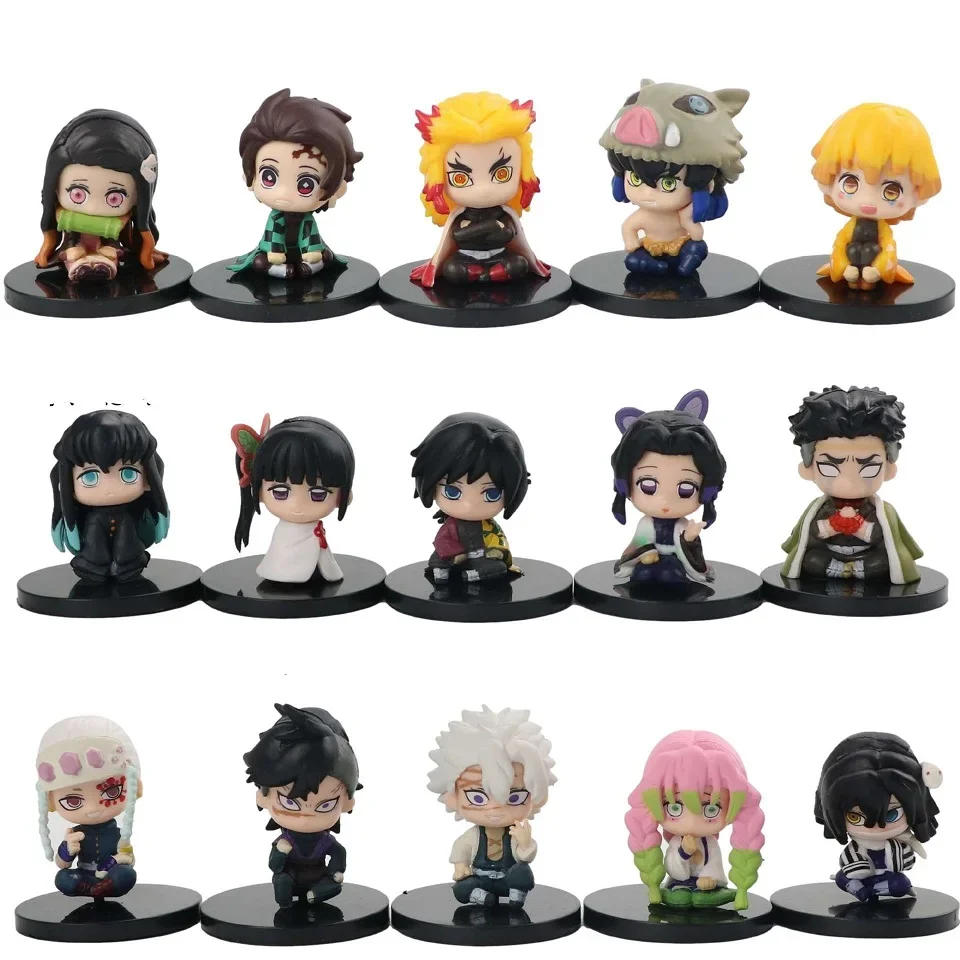 

Q Version 5-6Pcs/Set Demon Slayer Figures Sitting Ghost Doll 4-5cm Tanjiro Nidouzi Inosuke Action Figurine Movie Model Toys