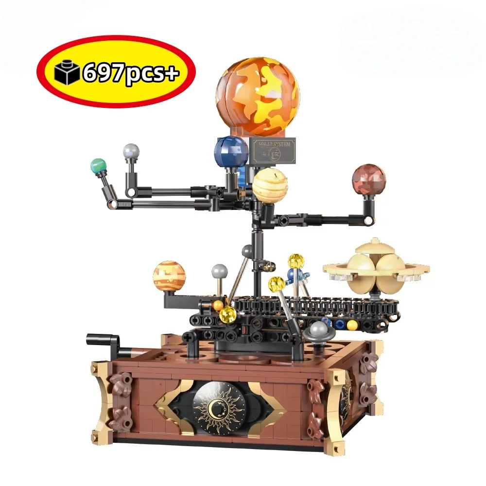 MOC Creative Space, modelo del sistema solar, planeta en órbita, bloques de construcción, decoración de escritorio DIY, modelo de ladrillos, juguete para niños y adultos, 697 piezas