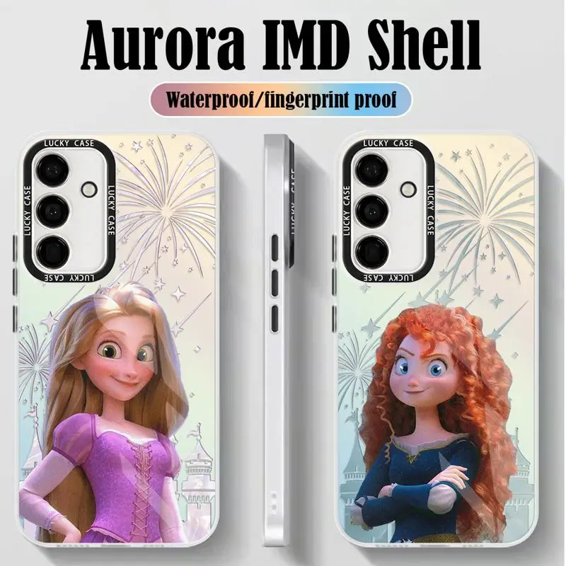 Rapunzel Merida Elena Jasmine Phone Case for Samsung Galaxy A55 A54 A53 A15 A13 A14 A72 A34 A35 A24 A50 A71 A73 Iridescent Funda