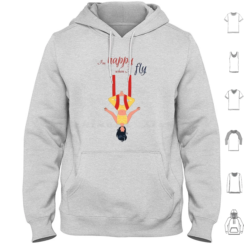 I'm Happy When I Fly , Antigravity Yoga Print Hoodie cotton Long Sleeve Fly Yoga Happy Fly Yoga Antigravity Yoga