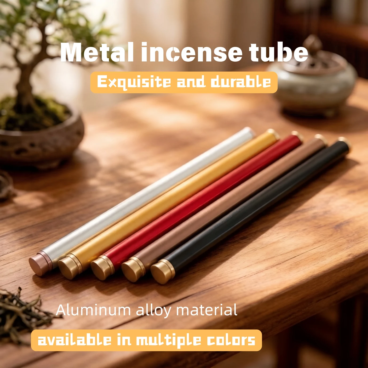 1 Piece 10g Aluminum Alloy Incense Storage Box - Household Moisture-Proof Incense Tube, Portable Metal Incense Tube - Comes with Incense Stick Holder