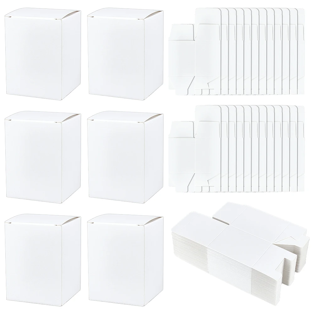 120 Pack White Kraft Gift Boxes 3.1x2.3x2.3 inch Packing Cardboard Box Square Favour Present Box for Anniversaries Birthdays