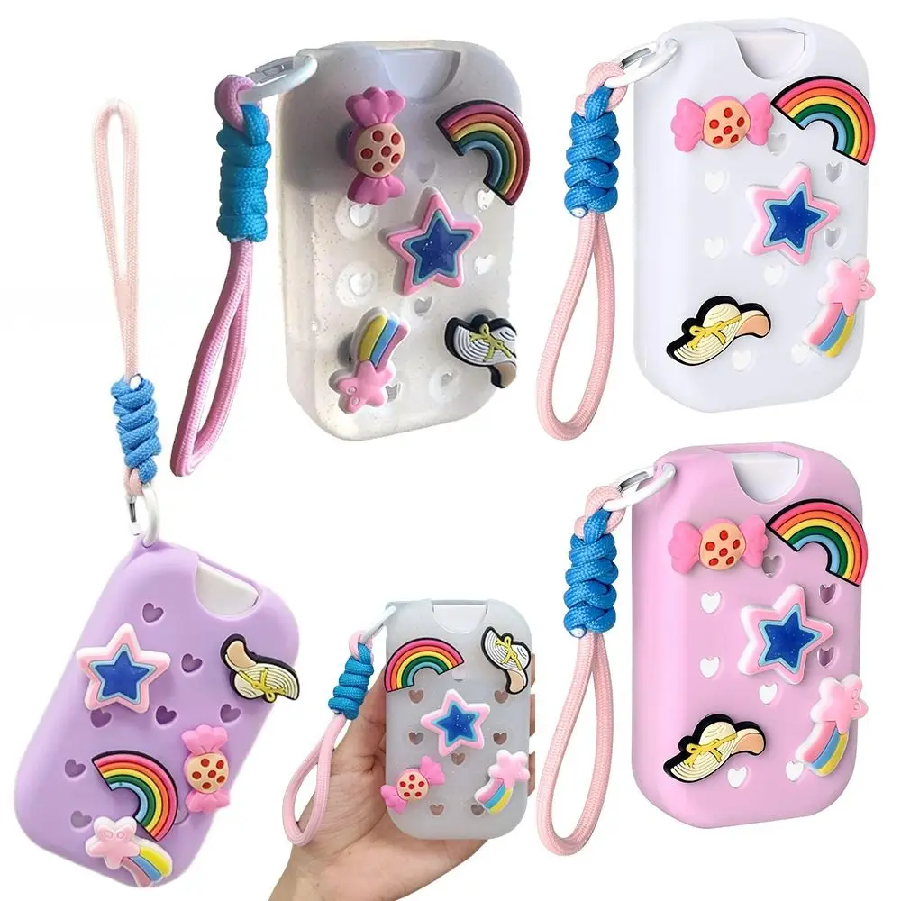Lightweight Hand Sanitizer Spray Case With Charms Keyring Protective Cover 30ml Heart-shaped Hole for Touchland 30ml