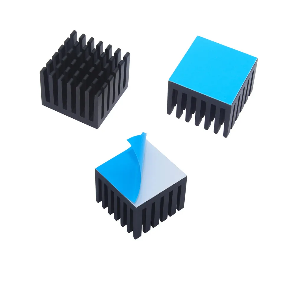 Disipador de calor de aluminio, 25x25x20mm, 10 Uds., disipador de calor negro, radiador enfriador para Chip IC electrónico, refrigeración MOS con cinta térmica