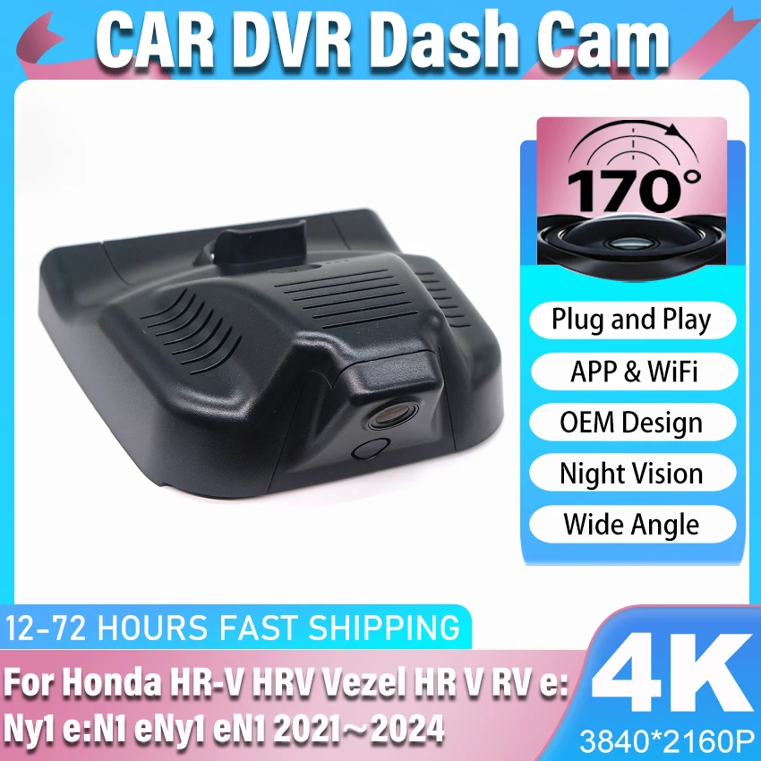 hd-4k-dash-cam-front-rear-car-camera-plug-and-play-video-recorder-for-honda-hr-v-hrv-vezel-hr-v-rv-e-ny1-e-n1-eny1-en1-2021~2024