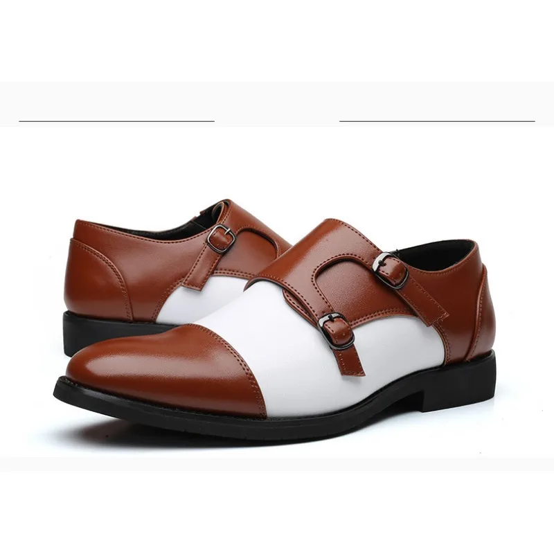 

38-48 Large Size Platform Leather Fashion Buckle Bullock Men's Shoes Spring Autumn Designer New Business Men's Dress Shoes