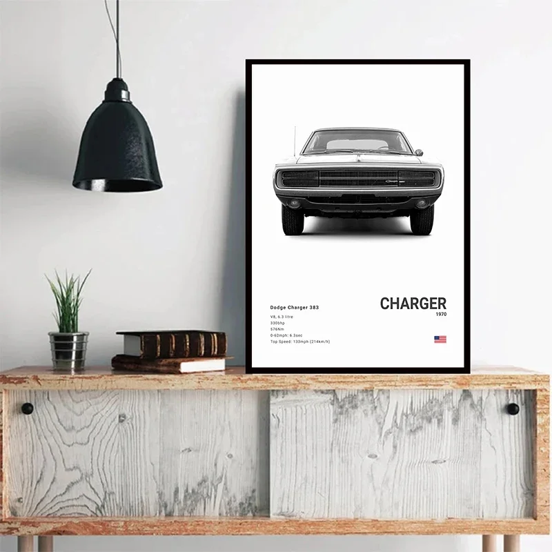 Frameless canvas paintings,Dodge Challenger SRT Hellcat Redeye Poster Print Canvas Painting Sports Car Photography Art Modern Of