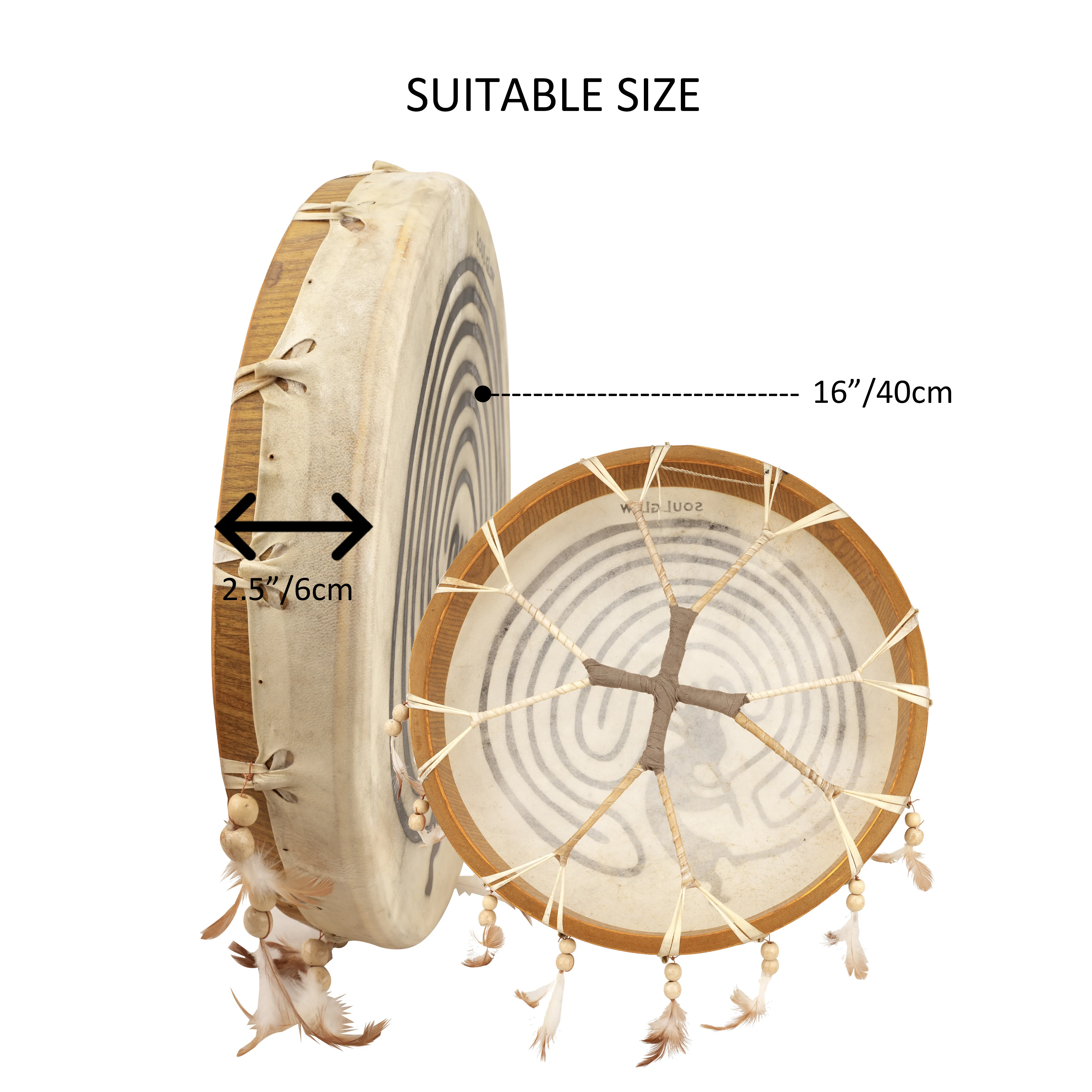 Kingdo Shaman Drum 16 Inch Hand Drum With Drum Stick Instrumental for Spiritual Music Reflection Meditation