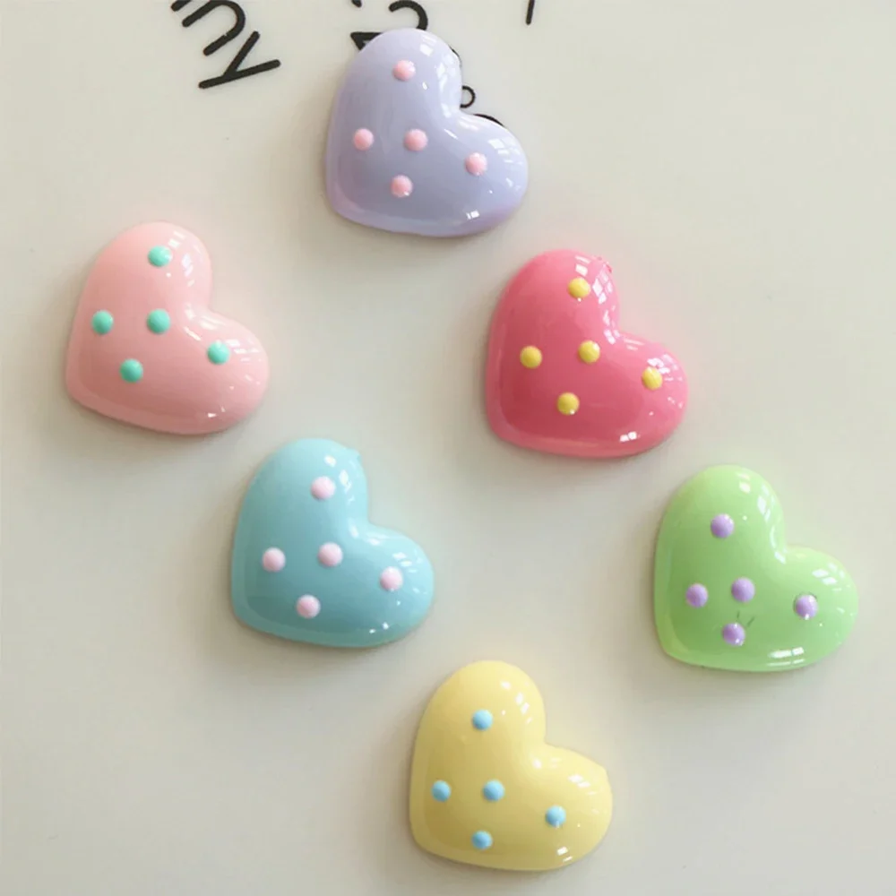 10PCS Shiny Dot Heart Series Miniature Flat Back Resin Cabochons For Hairpin Scrapbooking DIY Home Decor Craft Accessories