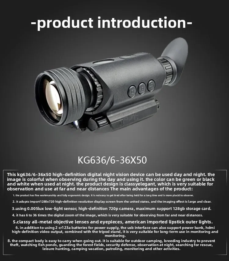 Enlarged single-cylinder digital night vision device high-resolution video shooting with WIFI function can be connected to the