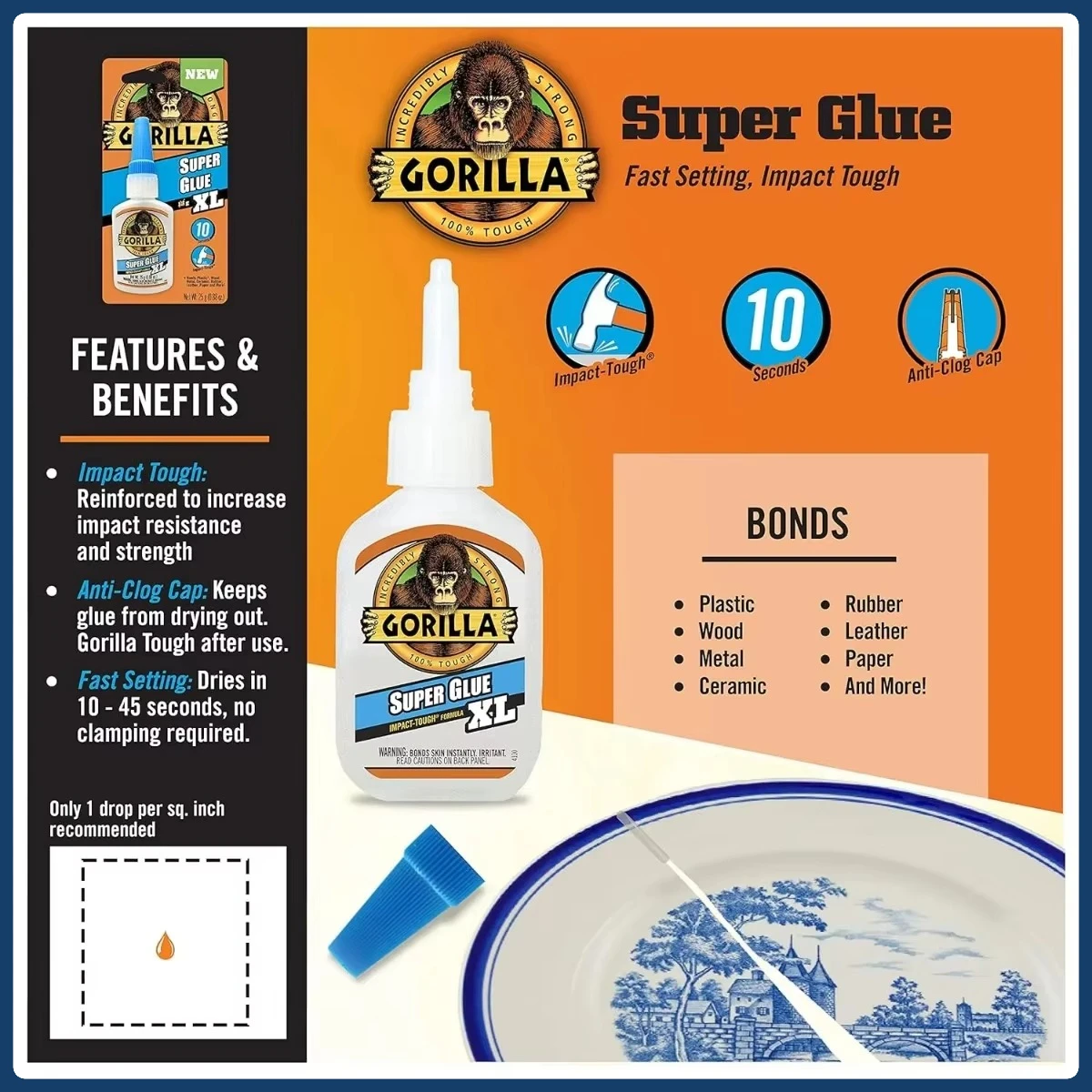 Clear Glue 2-Pack: Fast-Drying All-Purpose Adhesive for Kids Crafts, School Projects, Home Repairs. Strong & Washable.