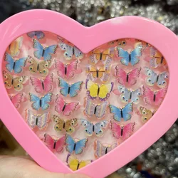 12/36pcs/set Glitter Acrylic butterfly Children rings  plastic resin kids rings funny fancy Princes jewelry Gift