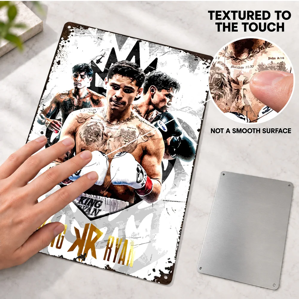 Ryan Garcia Boxing Textured Metal Poster Customized Aluminum Sign Sports Photo Collage Wall Art For Home Office Fight Fan Gift