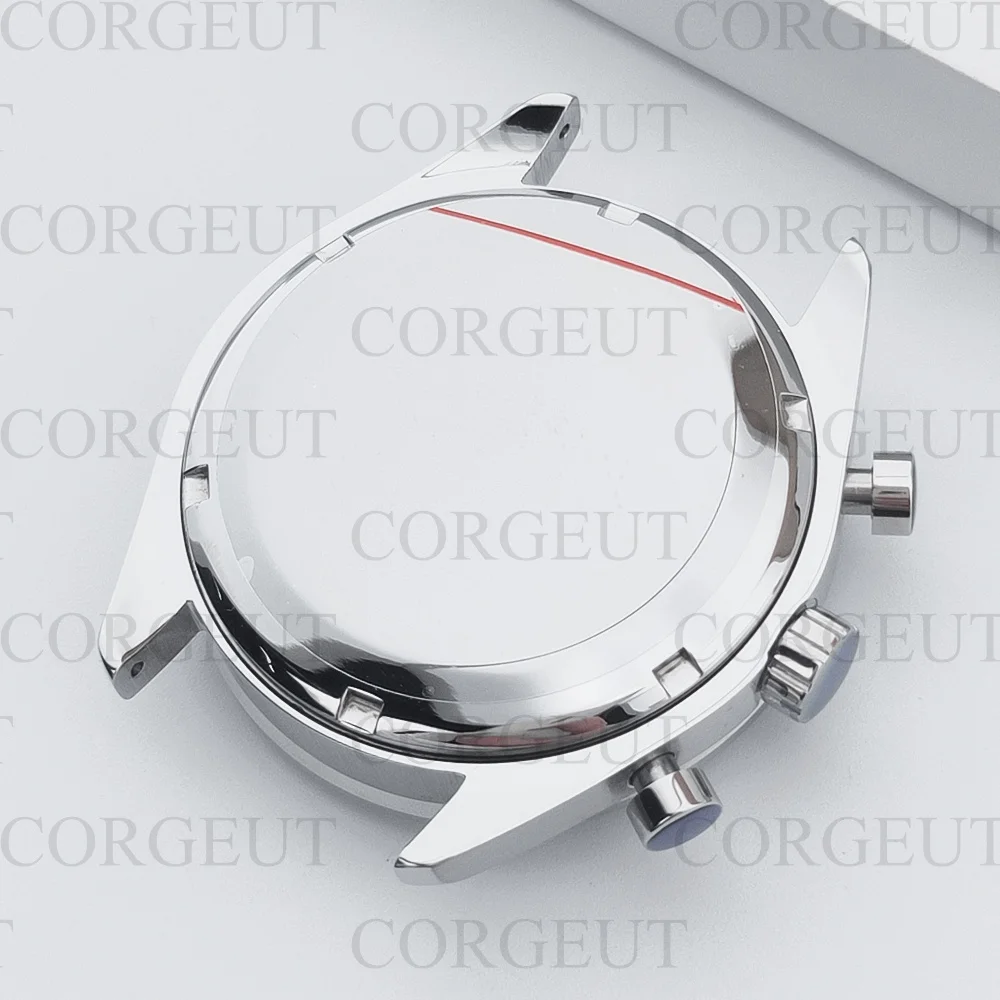 40mm VK63 Silver Watch Case Blue Green Black Silver Insert With Coated Glass For VK63 Quartz Chronograph Movement Steel Bracelet image 3