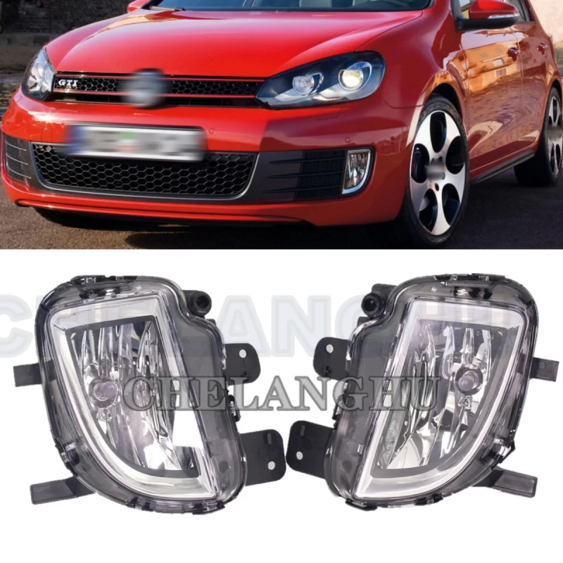 

Pair Left And Right Front Bumper Fog Lamp Light With Halogen Bulbs For VW Golf 6 A6 MK6 GTI GTD 2009 2010 2011 2012