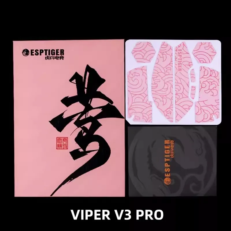 Esports Tiger Gaming Mouse Grip Tape Mouse Skin Side Stickers Sweat Resistant for Razer Viper V3 Pro Wireless Gaming Mouse