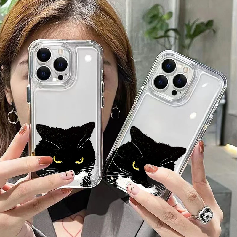 Cute Dumb Black Cat Couple Phone Case For iPhone 17 16 Plus 15 Pro 14 Pro Max 13 12 11 Air X XS XR 7 8 Plus 16E Shockproof Cover view 6