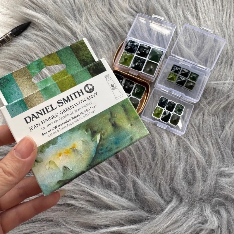 Daniel Smith Green 6-color Watercolor Pigment Package 1ML/2ML Portable Watercolor Artist Travel Painting Art Supplies