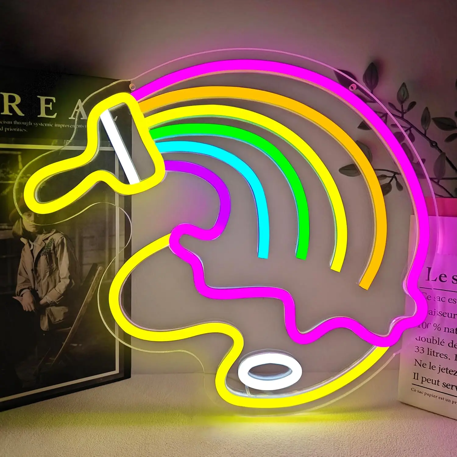 ペイントアートネオンライトサイン、調光可能なカラフルなledネオンライト、教室の壁飾り、新学期の先生と生徒へのギフト