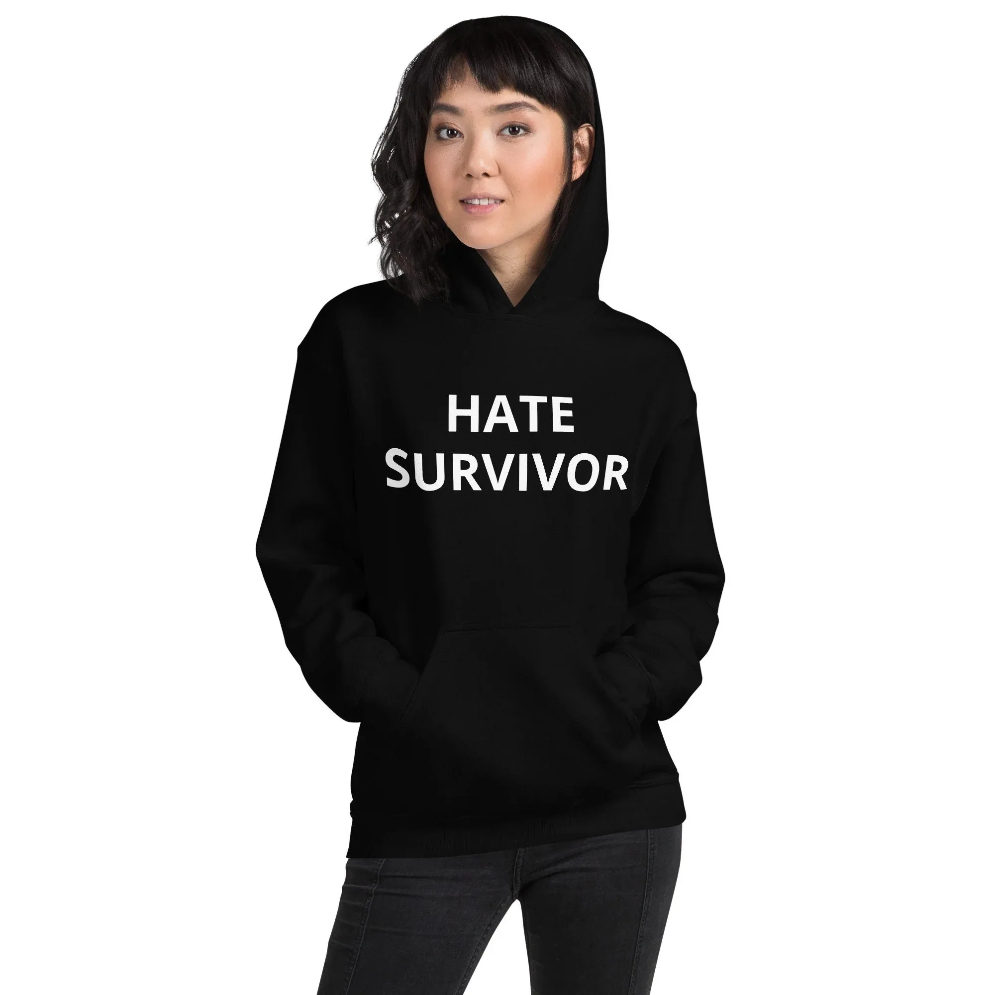 

Autumn and Winter Hate Survivor Print Cotton Hoodie, Empowering and Inspiring Sweatshirt