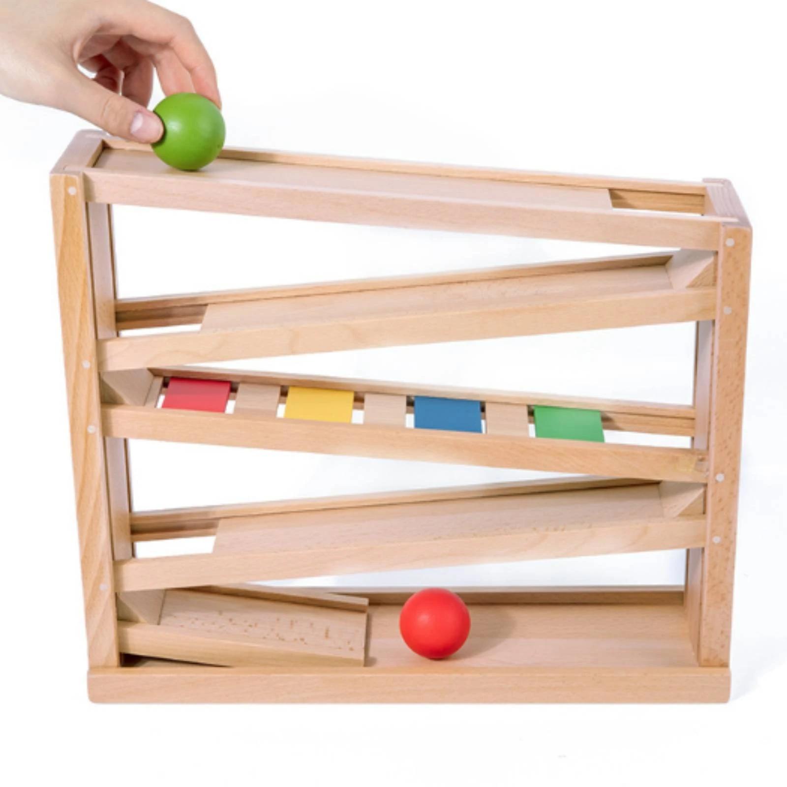 Rolling Track Toy Visual Tracking Wooden Ball Tracker Ball Tracker Toy Child-Led Wooden Ramp Racer Developmental for Toddlers
