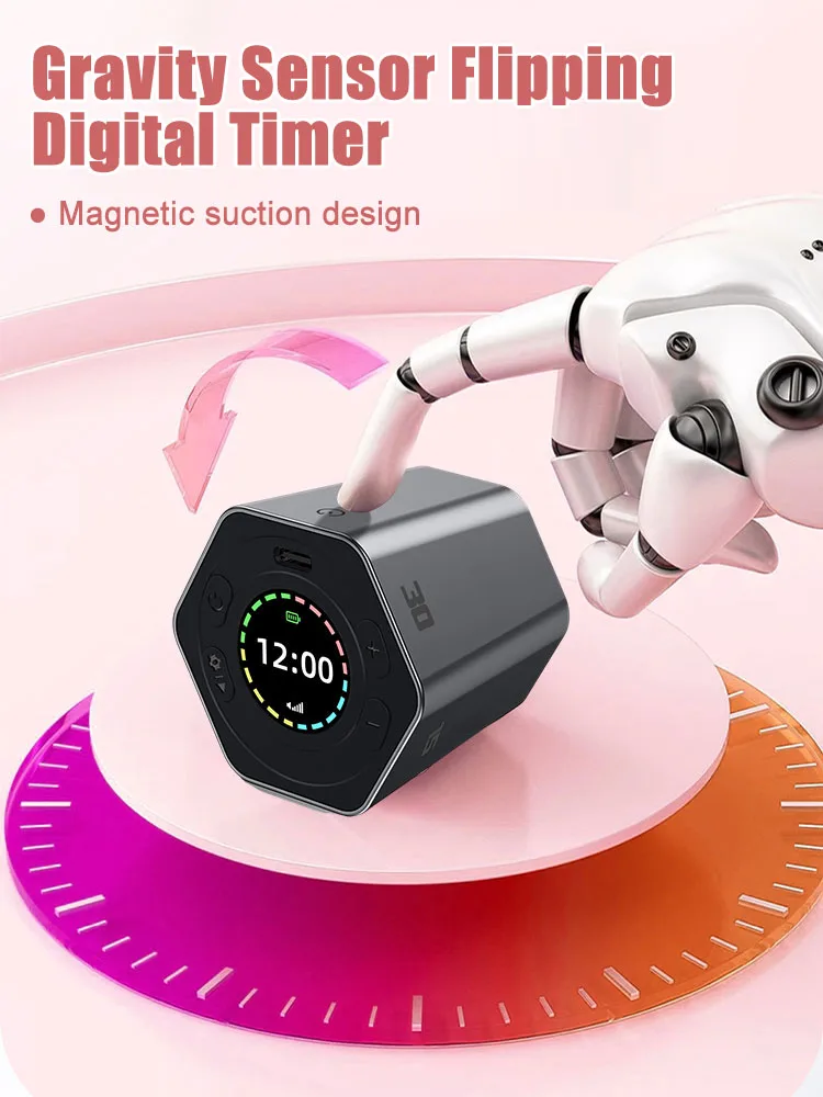 Hexagon Digital Clock Timer Magnetic Cubes Timer Kitchen Hexagon Flip Timer for Studying Cooking Exercising Easy To Use Magnetic