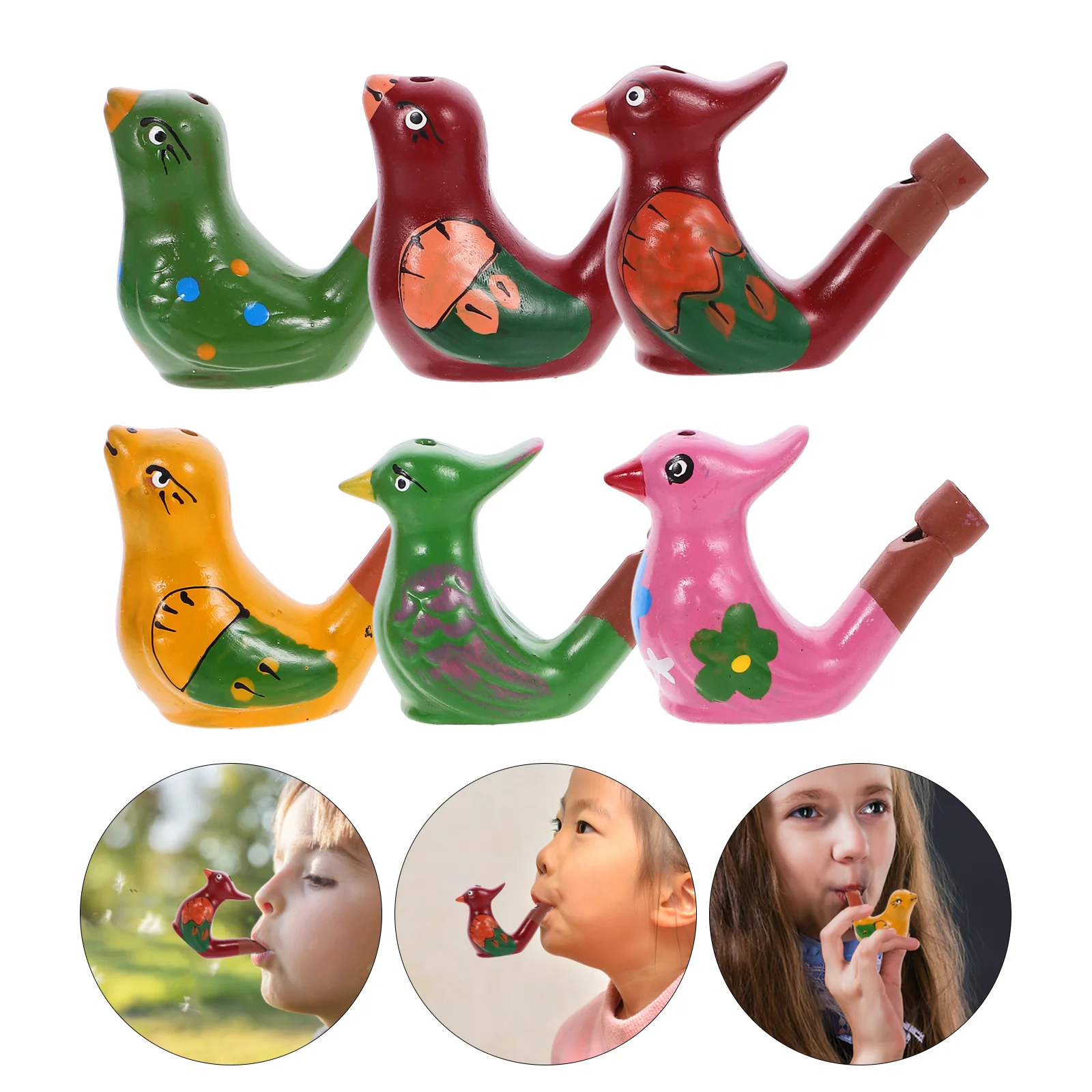 6 Pcs Ceramic Bird Whistle Children Emergency Whistles Toddler Water Toy for Music Travel