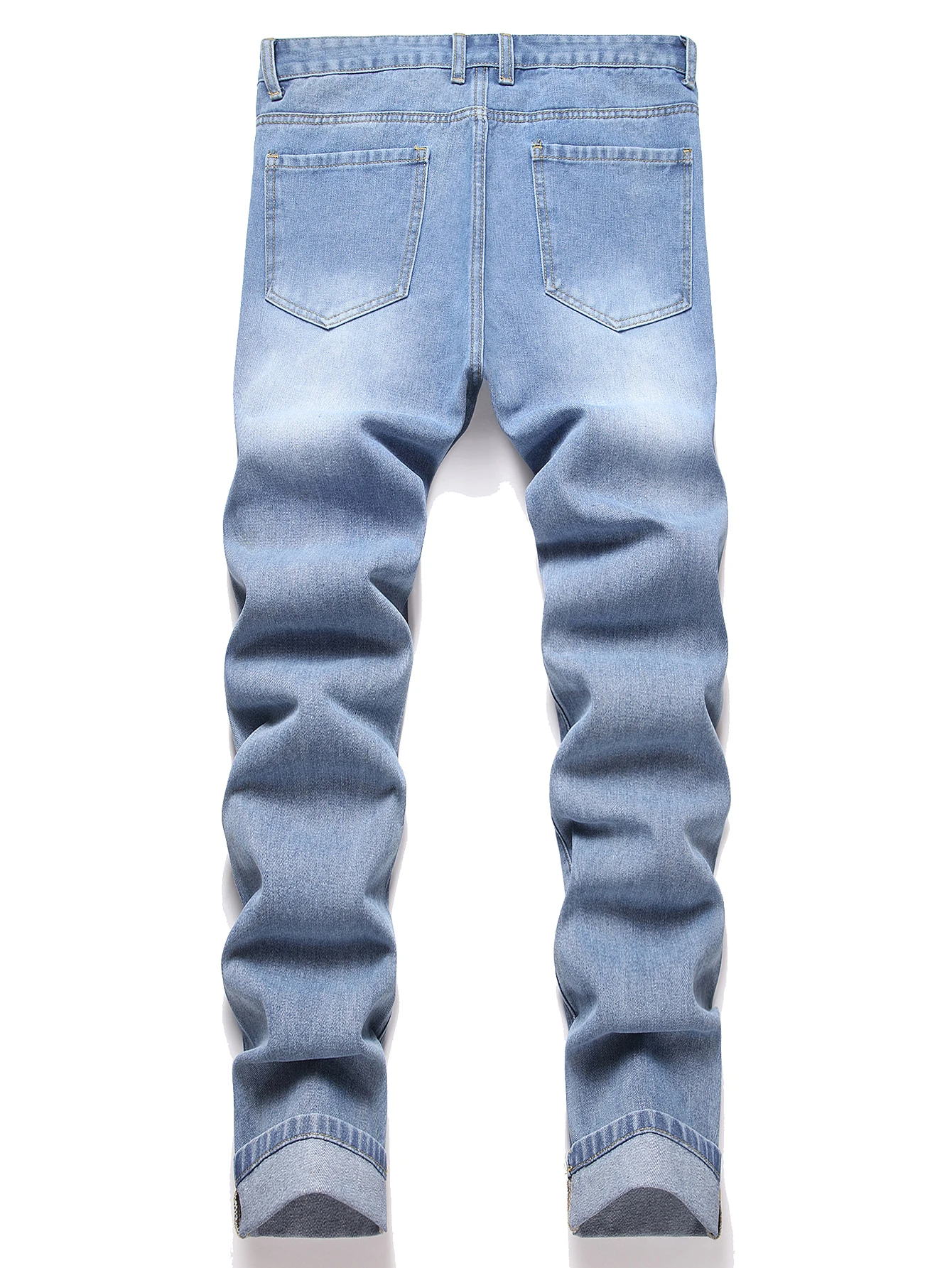 Y2K Men's Jeans - Distressed Rips & Embroidered Star Design