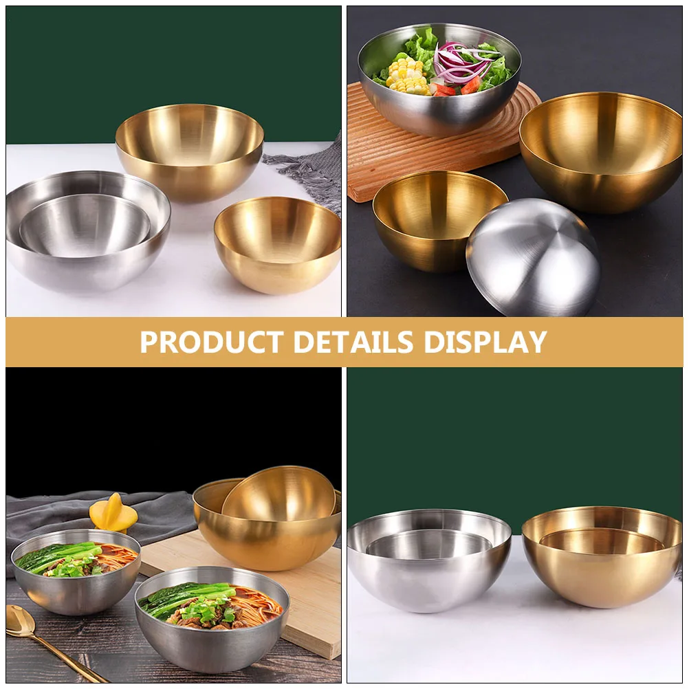 

Stainless Steel Salad Bowl Korean Bowls Children's Serving Rice Travel Soup Snack Fruit