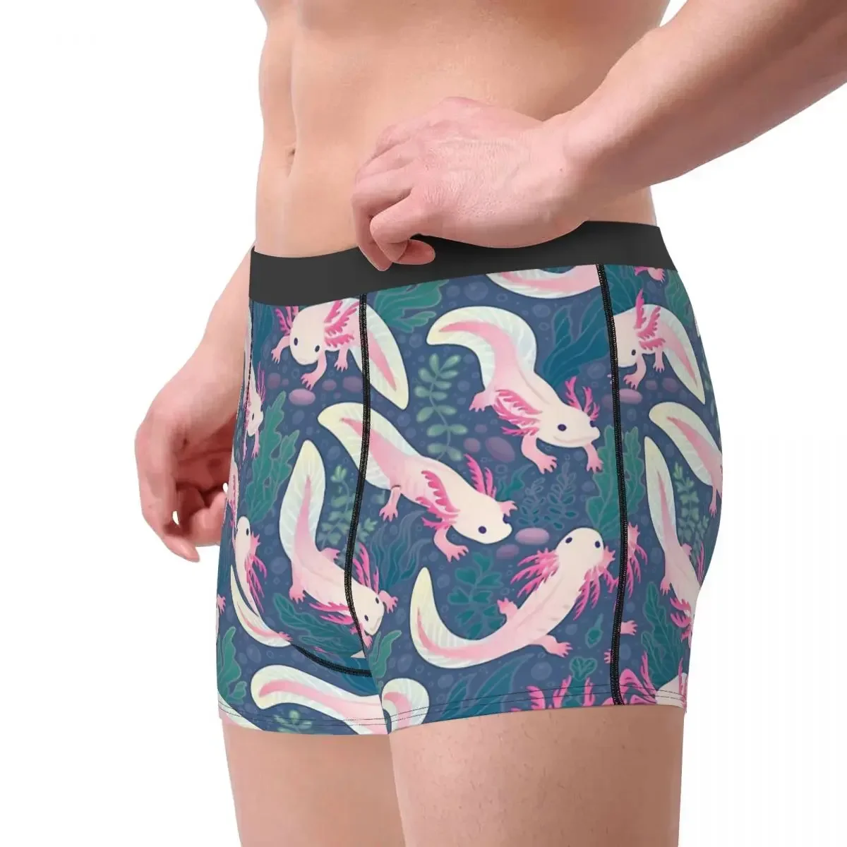 Pink Axolotl Lover Walking Fish Underpants Homme Panties Man Underwear Sexy Shorts Boxer Briefs