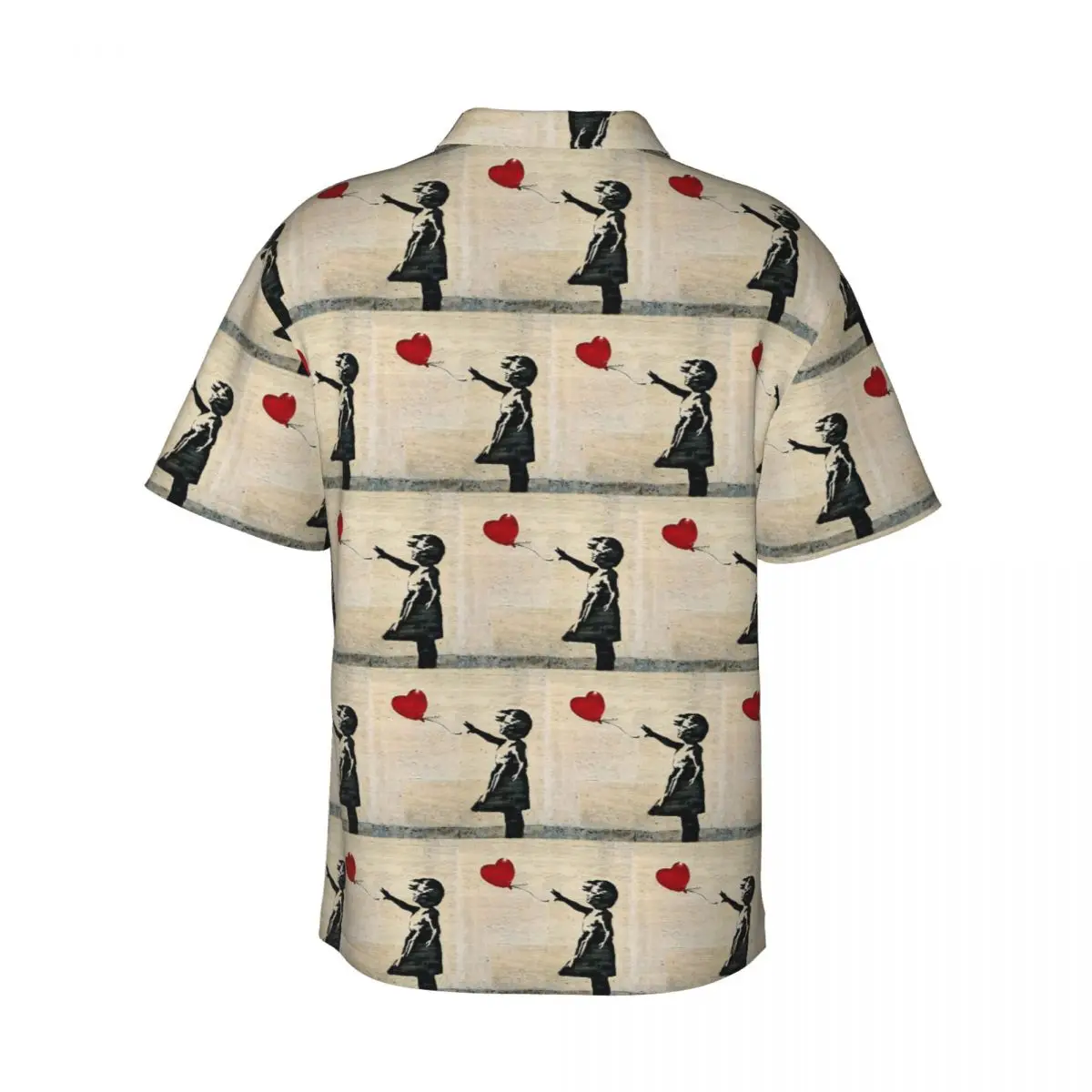 Banksy's Girl With A Red Balloon Men's Shirts Hawaiian Short Sleeve Shirt Fashion Lapel Tops for Summer Beach