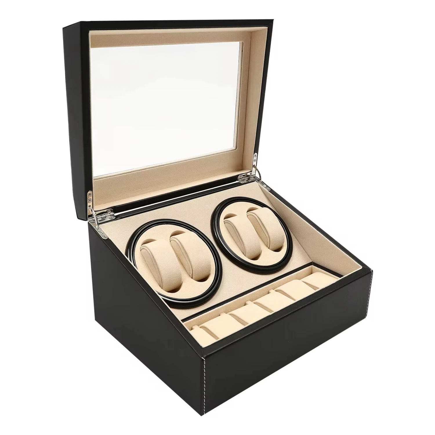 4+6  Automatic Rotation Watch Winder Leather  Case Display Box Gift