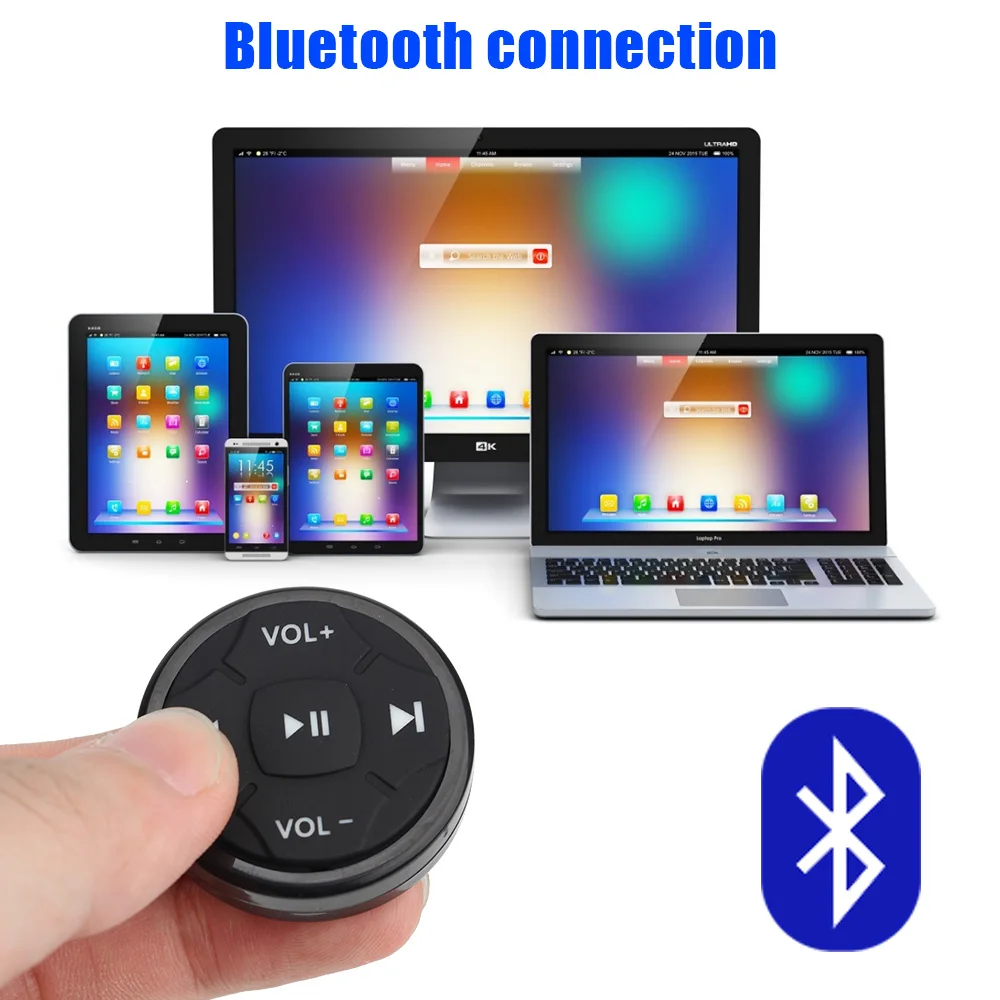 Media Volume Button for Android IOS Wireless Bluetooth 5 Keys Universal Car Steering Wheel Car Kit Styling Remote Control Button