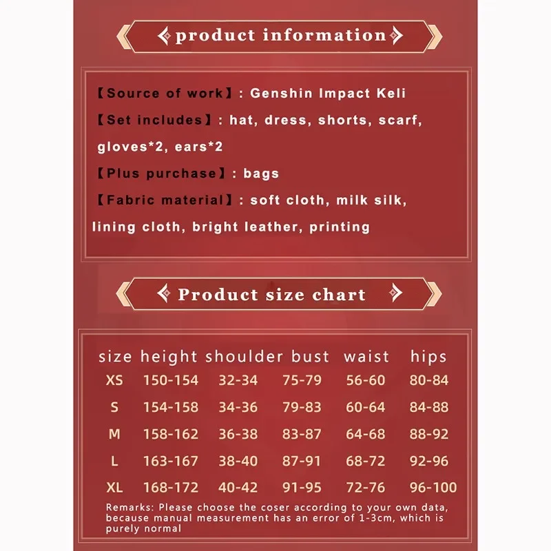 Game Genshin Impact Cosplay Klee Costume Uniform Wig Cute Lady Female Girl Maid Women Anime Suit Halloween Cloth