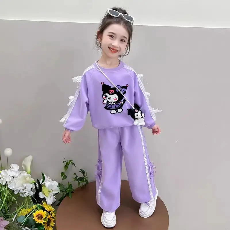 

Kawaii Kuromi My Melody Sanrio Students Cute Cartoon Sportswear Children Comfortable Long Sleeve Hoodie Sweatpants Gift for Kids