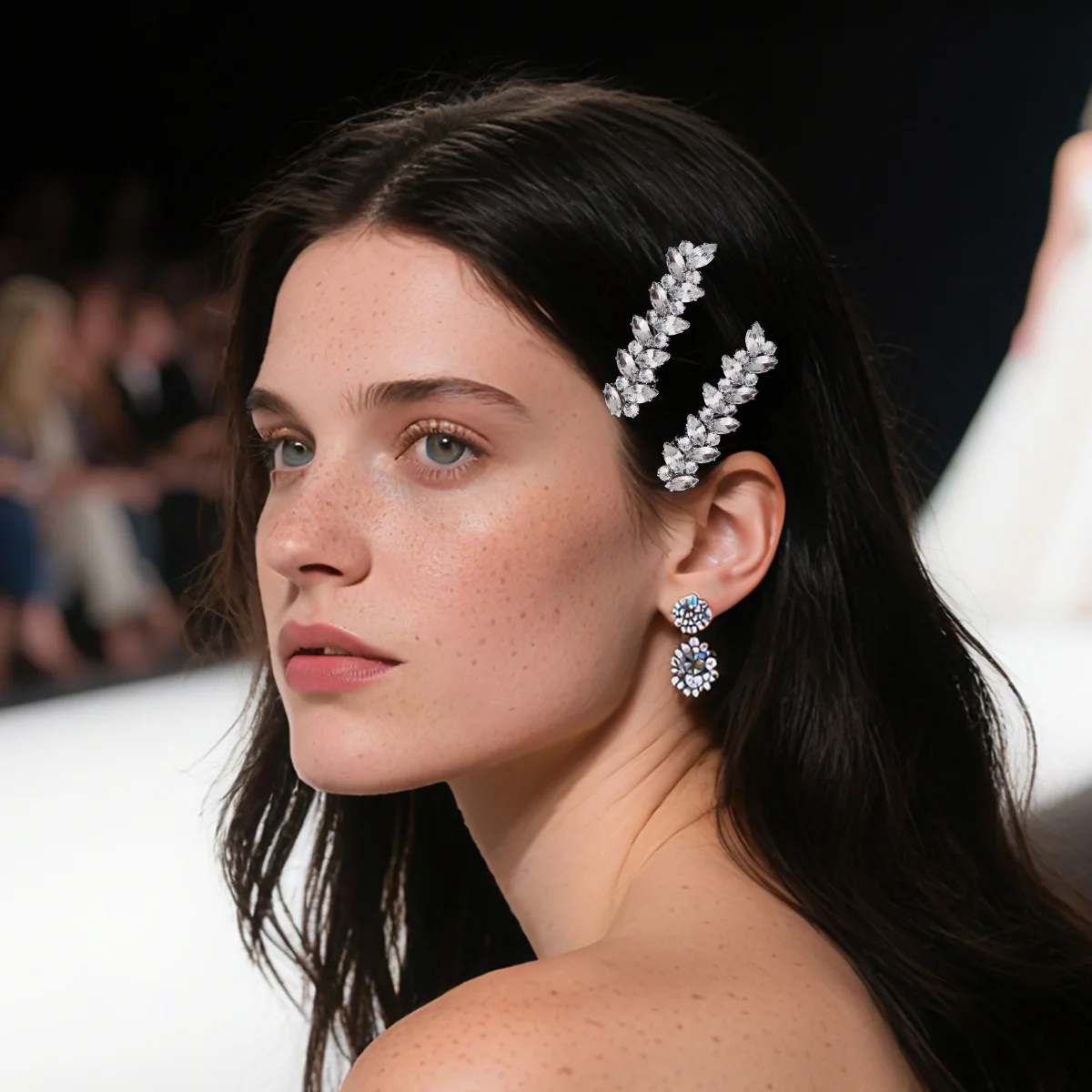 2PK/Set Zircon Rhinestones Pointed-tip Hair Clip Bride Wedding Sparkling Hairpin Headpiece Holiday Headwear Bridesmaid Gifts