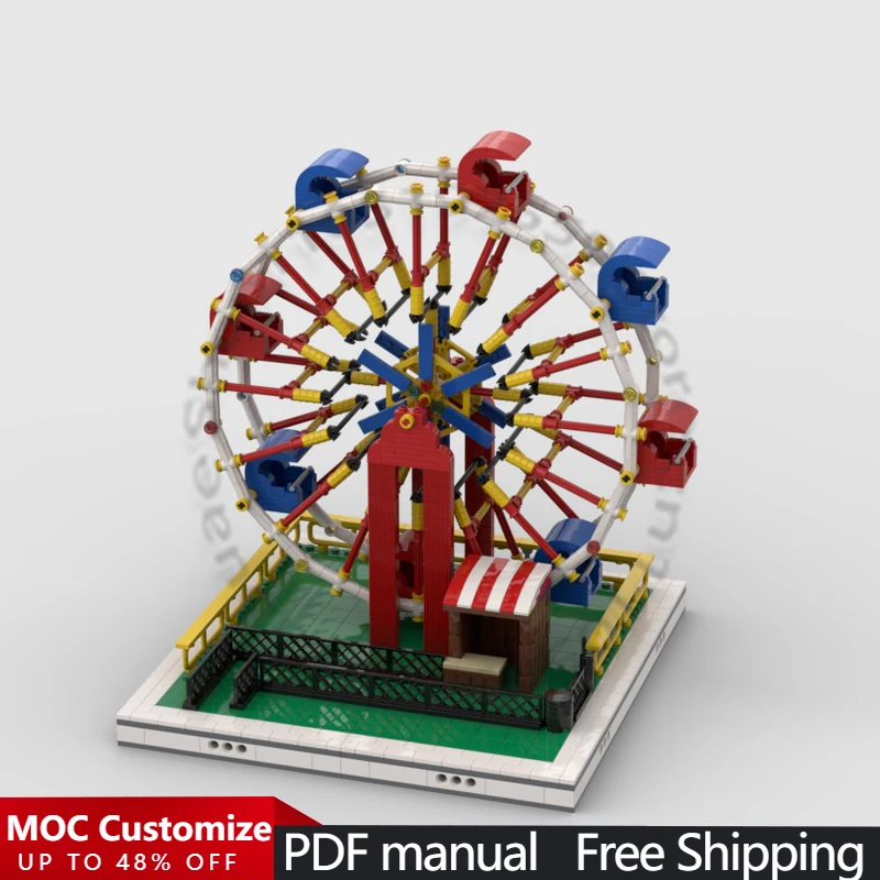 1243 PCS City Engineering Ferris Wheel for modular Amusement Park MOC Customize Modular Building Block DIY Boy Holiday Toy Gifts
