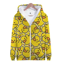 Felpe con cappuccio Cute Duck Pig felpe con cerniera stampate in 3D felpe con cappuccio oversize a maniche lunghe per bambini