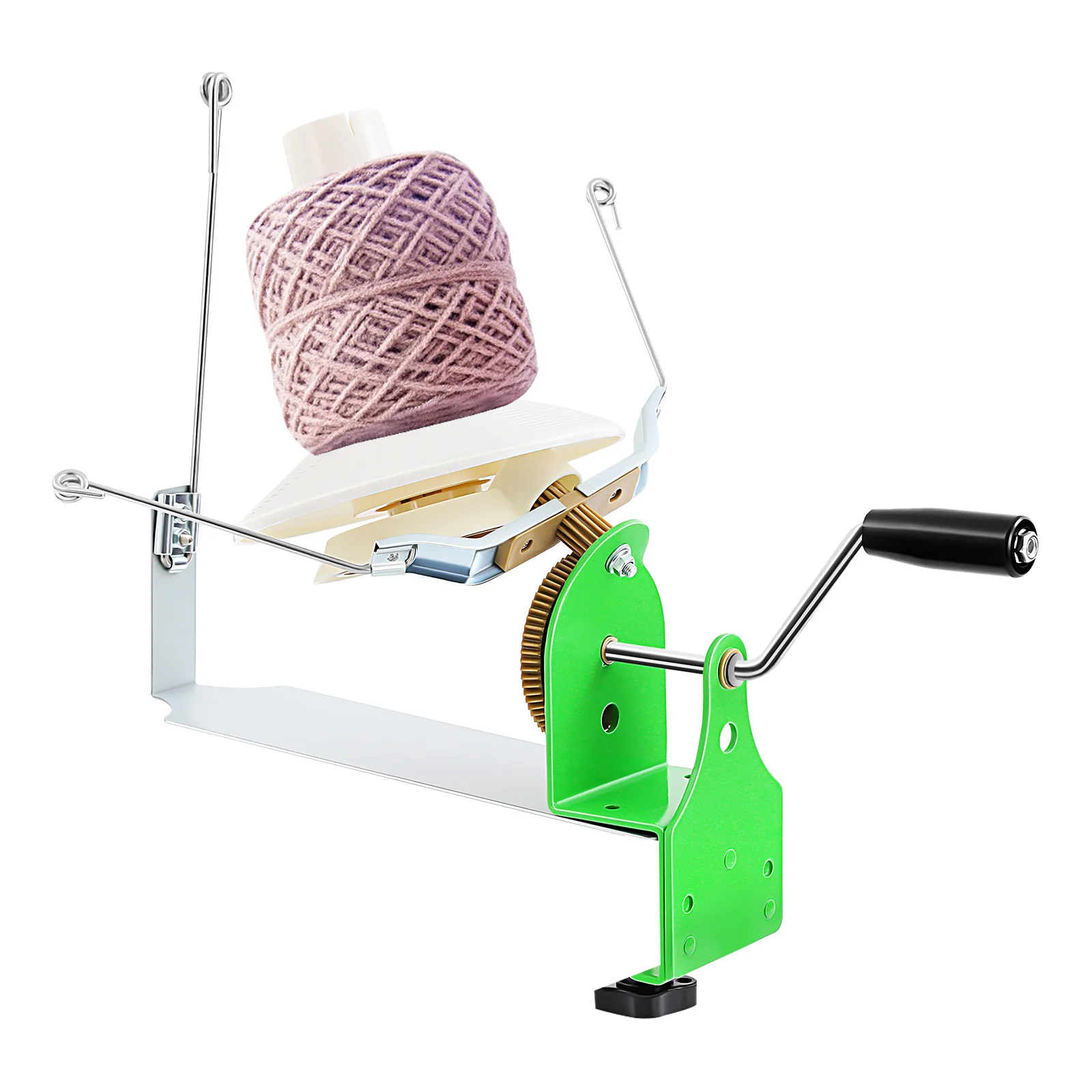 Portable Wool Ball Winder 400-500g Large Capacity Yarn Winder Machine for Knitting, Handmade Arts Crafts, DIY Studio, Home & Factory Use – Easy Install & Clean, with Nylon Gears, Dual-Rod Rocker, Clamp Mount Up to 40mm view 4