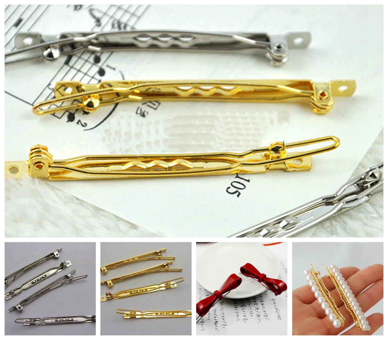 25 Barrette Clips Clamps Hair Bow Pin Hairpins 60mm DIY Craft