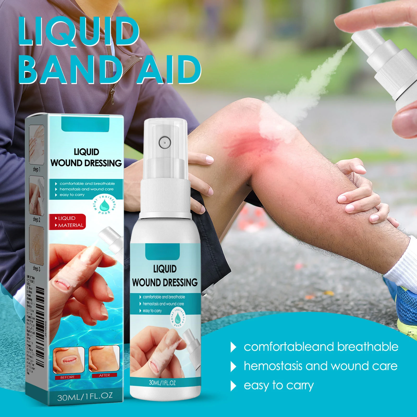 

30ml Waterproof liquid band aid spray wound protection invisible film-forming waterproof breathable care spray