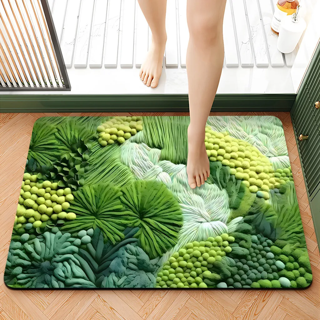 VIKAMA Super Fine Yarn Entry Door Bathroom Moss Carpet Non-slip Absorbent Bath Mat