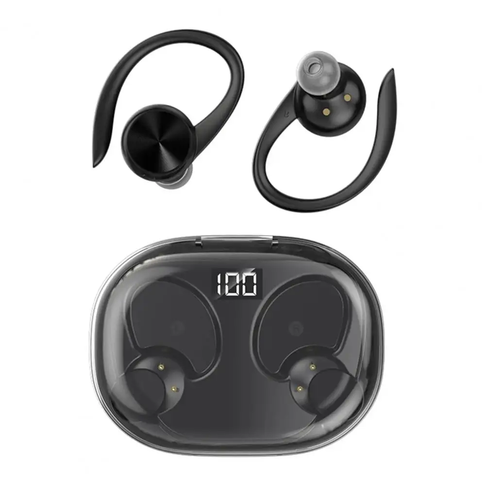 True Stereo Headphones Secure Fit Wireless Headphones Wireless Bluetooth 5.3 Earphones with Charging Case Microphone for Active