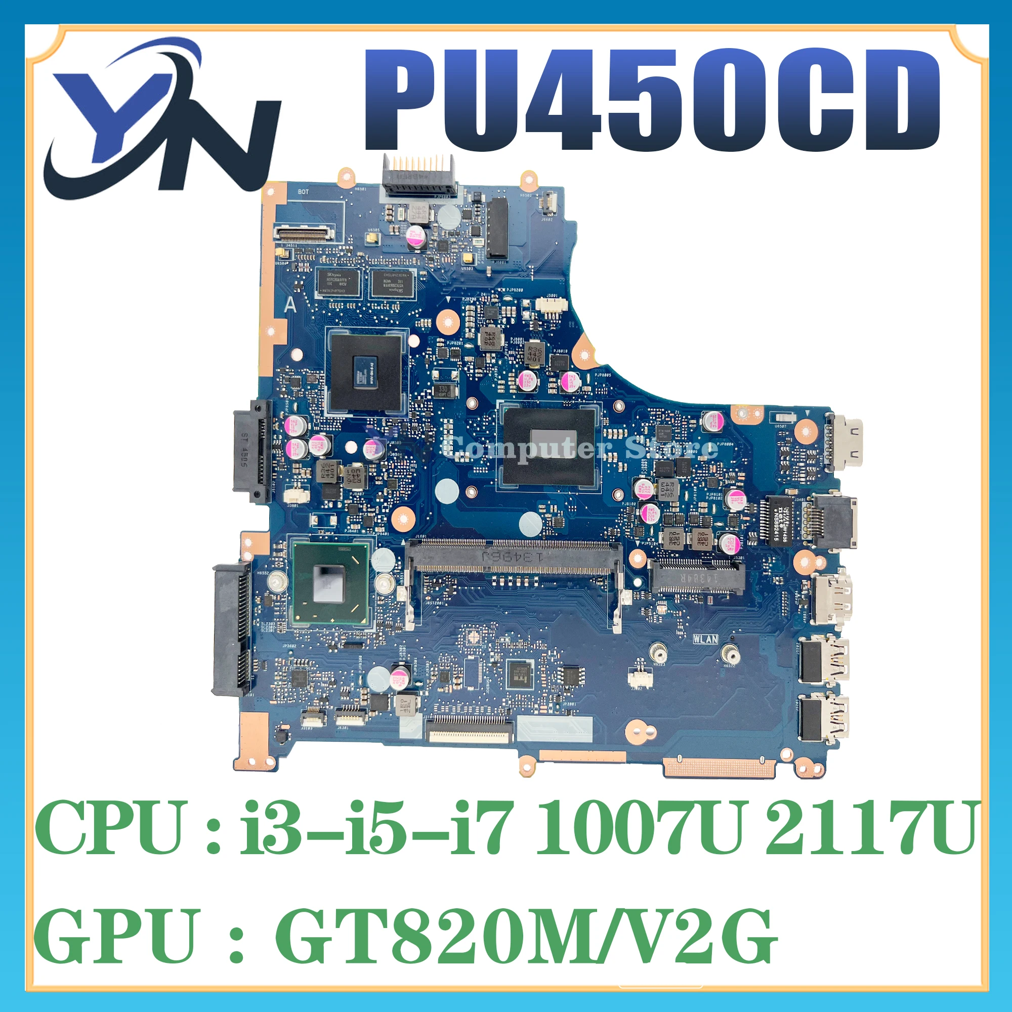 

PU450CD Laptop Motherboard For ASUS PU450C PRO450C PRO450CD 1007U/2117U i3 i5 i7 3th Gen GT820M Mainboard 100% Test OK