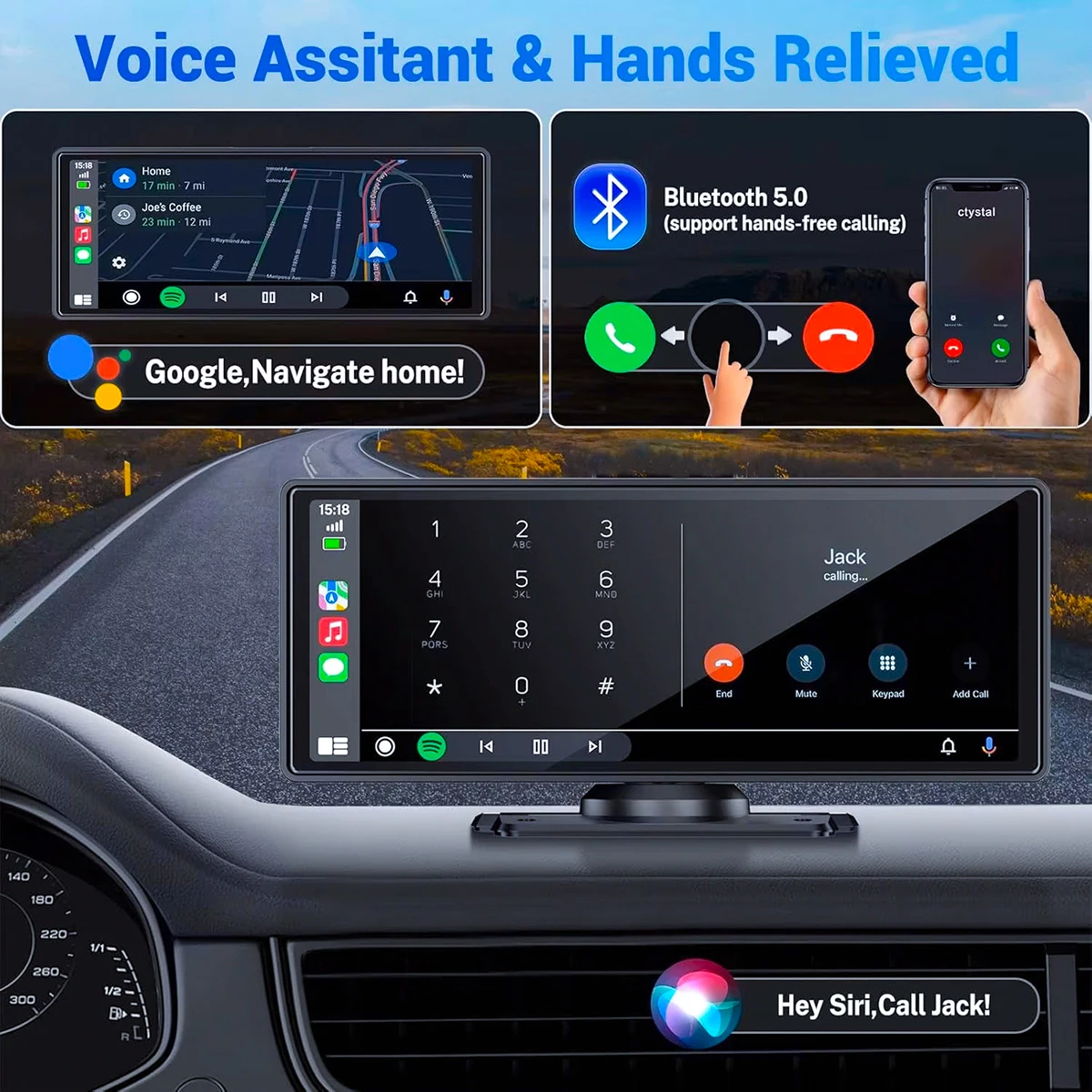 Pionray 10.26 بوصة المحمولة 4K سيارة DVR اللاسلكية Carplay و أندرويد السيارات لتحديد المواقع والملاحة مسجل فيديو لوحة القيادة عدسة مزدوجة واي فاي FM