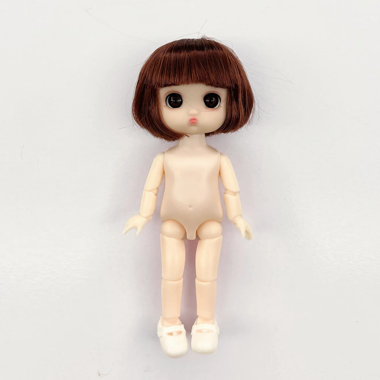 New Fashion 17cm Simulation Vegan Nude Baby Toys 3D Real Eyes 13 Joints Movable Dress Up Dolls Play House Girls Toys DIY Toys