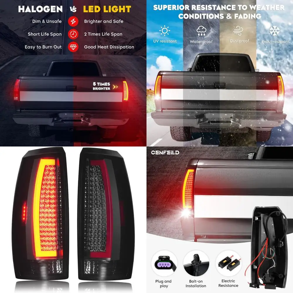 

Chrome Housing Chevy Avalanche 2007-2013 Tail Lights Pair, Smoked Lens LED Rear Assembly